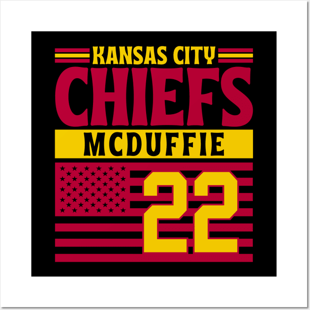 Kansas City Chiefs McDuffie 22 American Flag Football Wall Art by Astronaut.co